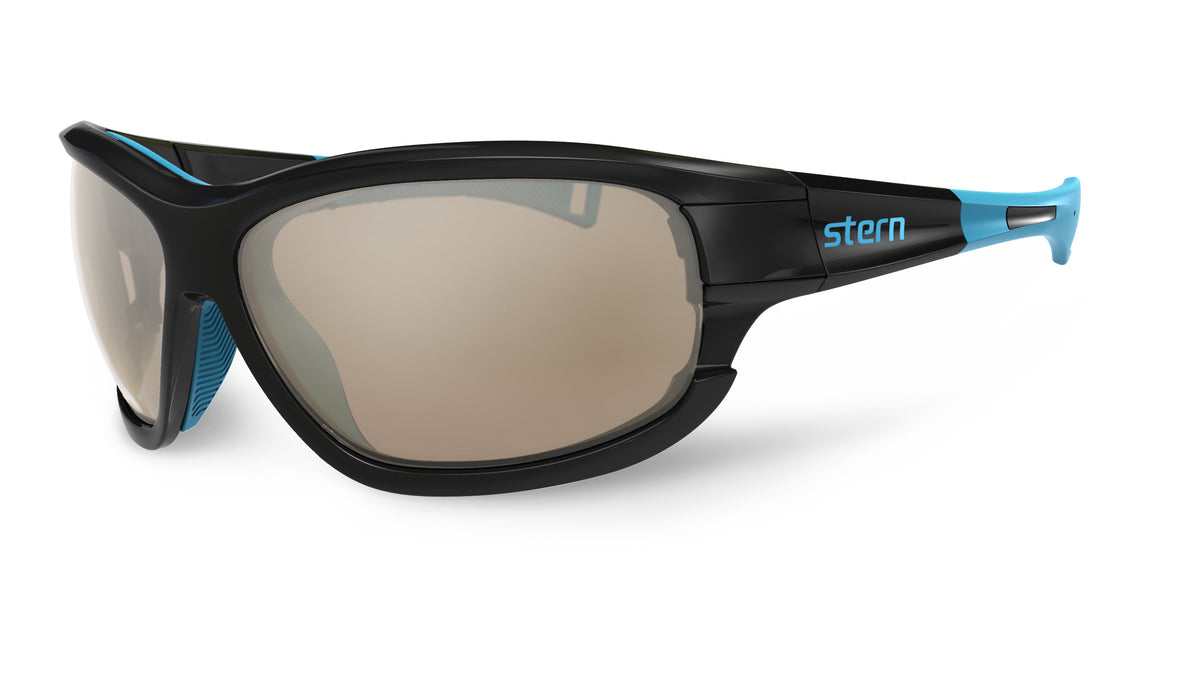 Full wrap polarized sunglasses with interchangeable lenses that block out harmful UV420 rays. The full wrap and head retention system make this a great product for water sports.